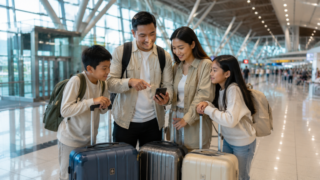 Keluarga Indonesia merencanakan itinerary saat transit di KLIA