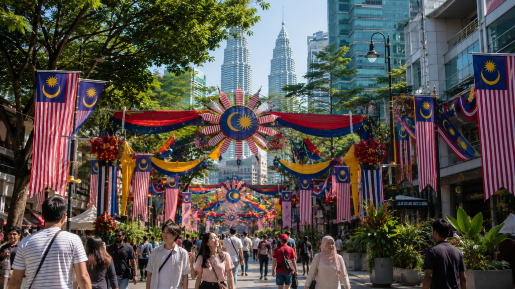 Suasana Kuala Lumpur saat perayaan Hari Kebangsaan Malaysia
