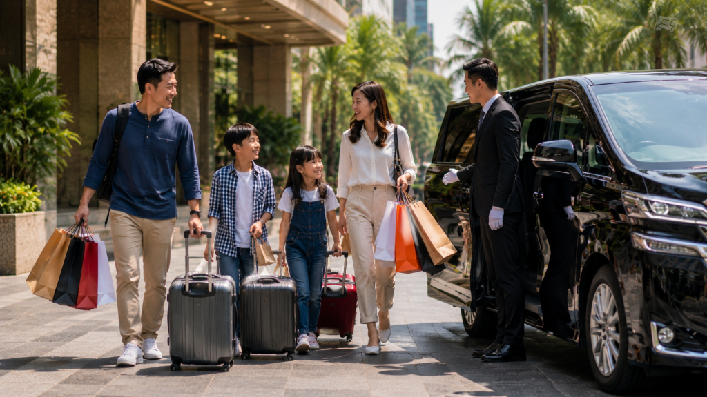 Private charter Singapore untuk keluarga setelah berbelanja