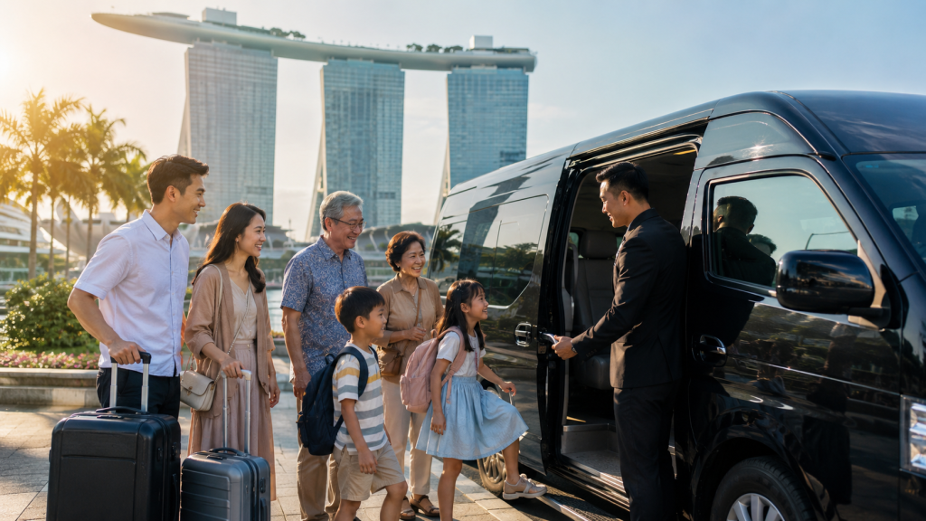 Toyota HiAce untuk rombongan besar keluarga Indonesia di Marina Bay Sands Singapore