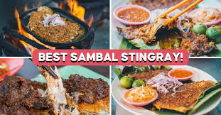 Restoran Seafood Lokal di Hawker Center (mis. traditional sambal stingray & sambal pari)