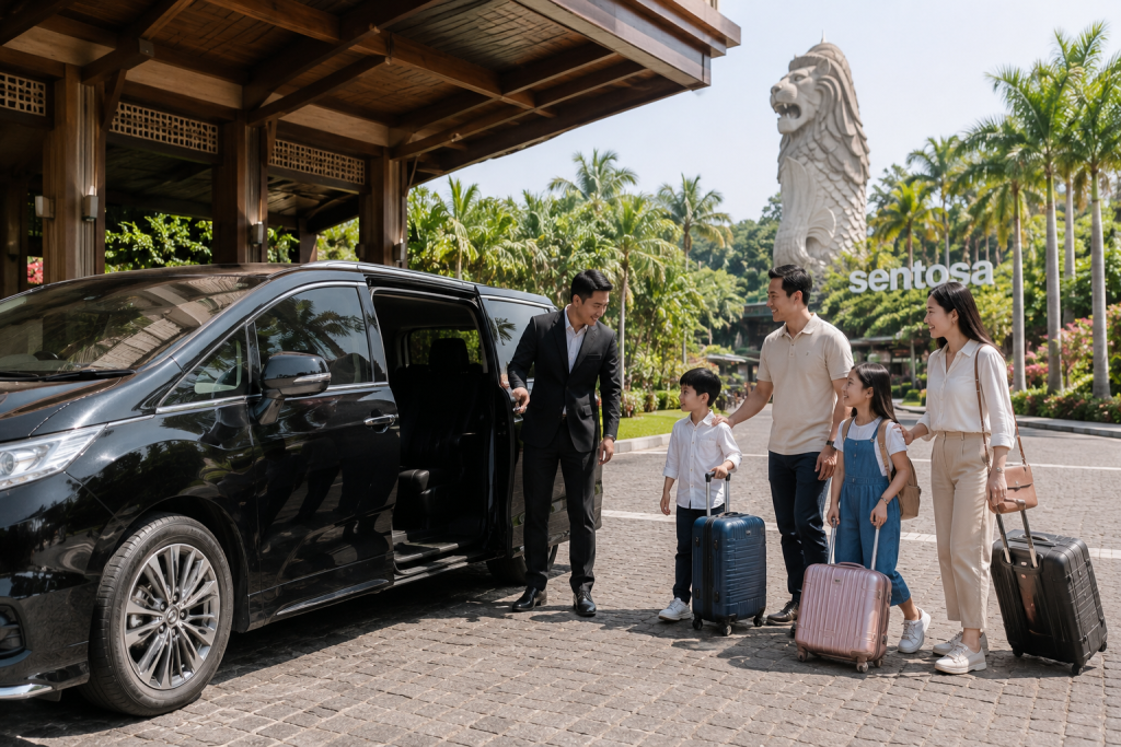 Private charter Singapore untuk keluarga menuju Sentosa Island