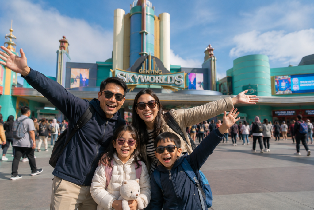 Keluarga Indonesia bermain di Genting SkyWorlds