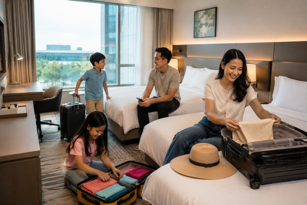 Kamar hotel keluarga dekat Changi Airport Singapore