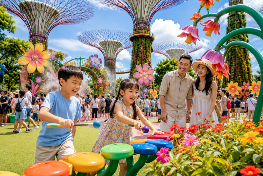 Anak-anak bermain di Event keluarga terbaik Gardens by the Bay Singapore