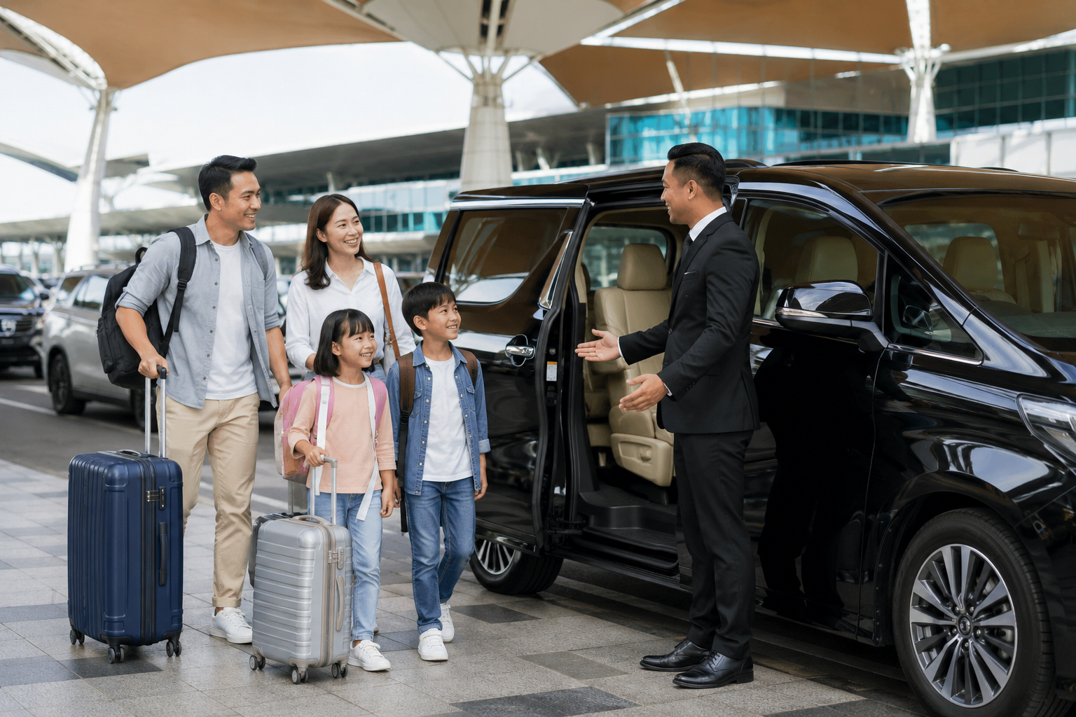 Panduan transportasi Malaysia untuk keluarga Indonesia yang baru tiba di Bandara KLIA menggunakan airport transfer.
