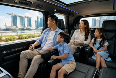 Interior private charter nyaman menuju Johor Bahru untuk medical check-up