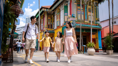 Keluarga Indonesia menikmati wisata budaya di Little India Singapore.