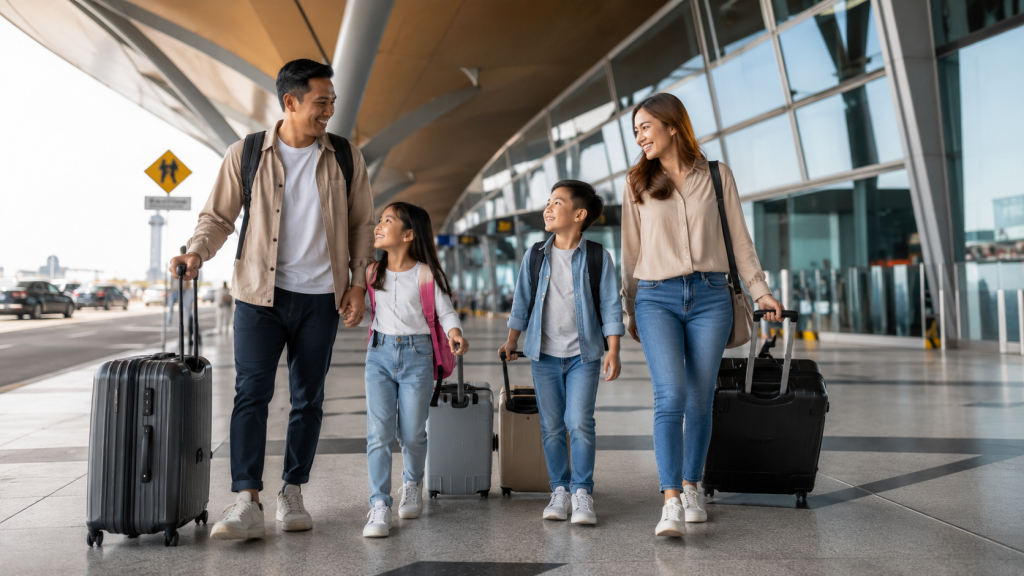 Keluarga Indonesia memulai weekend getaway ke Malaysia.