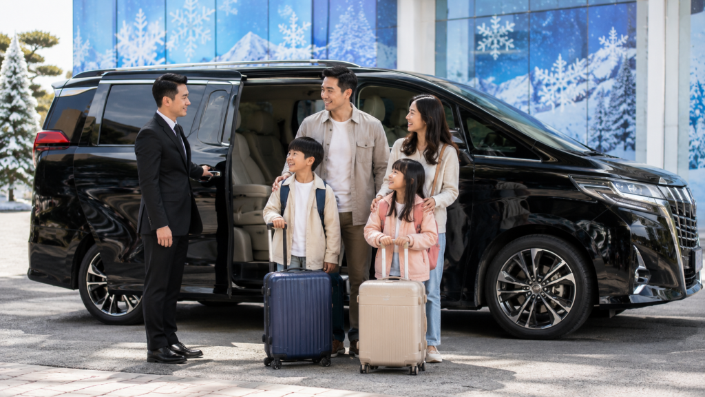 Private charter menjemput keluarga di Snow City Singapore