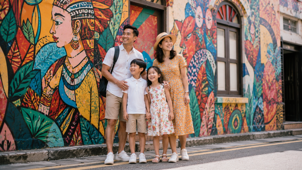 Spot foto mural ikonik di Haji Lane Singapore.
