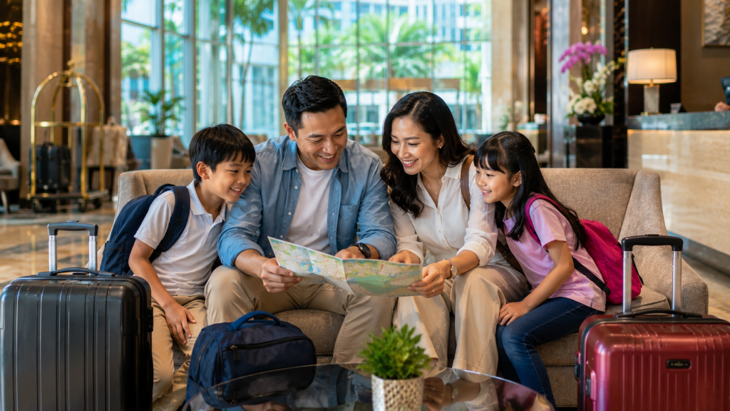 Keluarga Indonesia menyusun itinerary liburan dari Johor Bahru ke Malaysia
