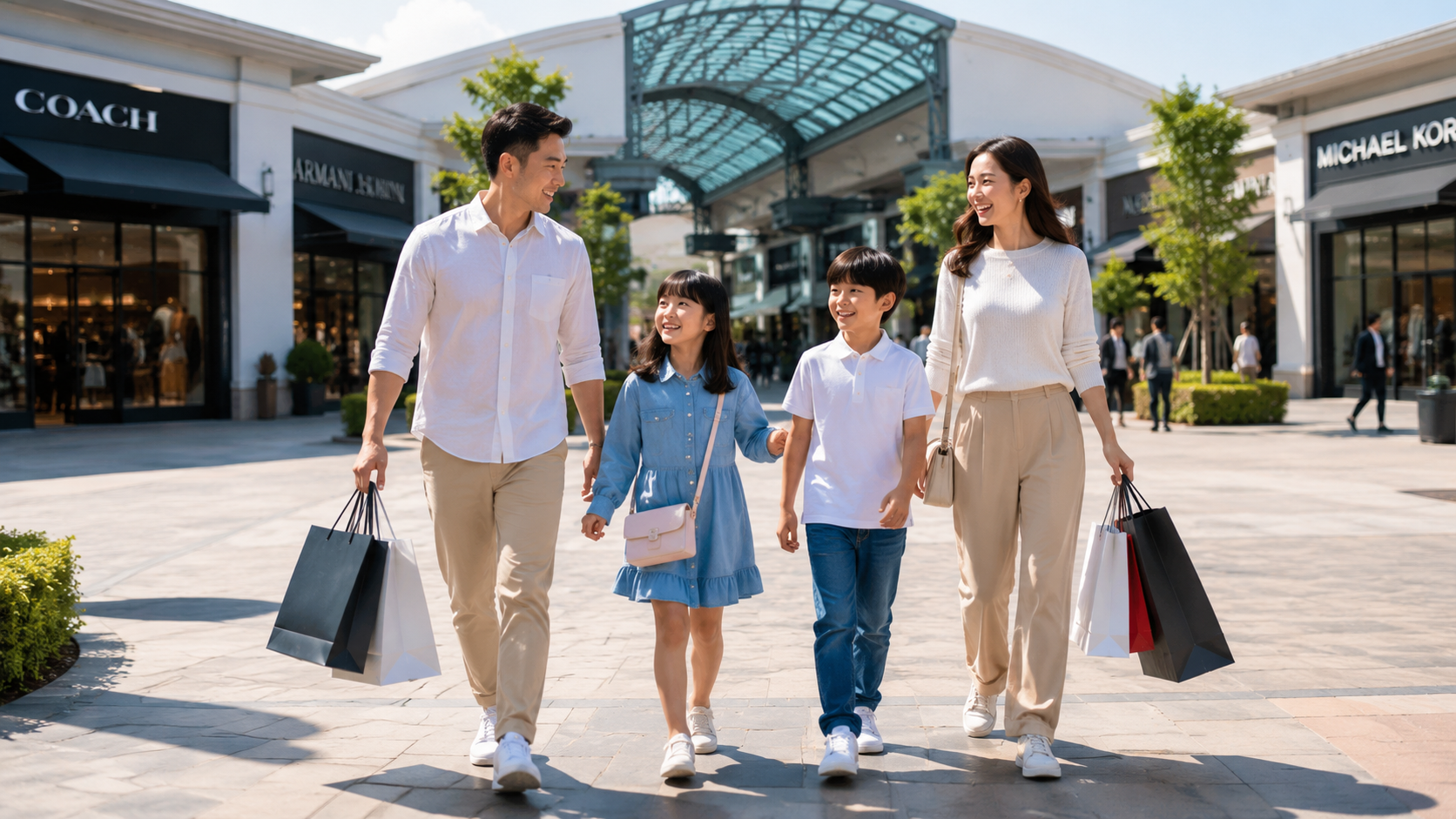 Keluarga Indonesia berbelanja di Johor Premium Outlets Malaysia.