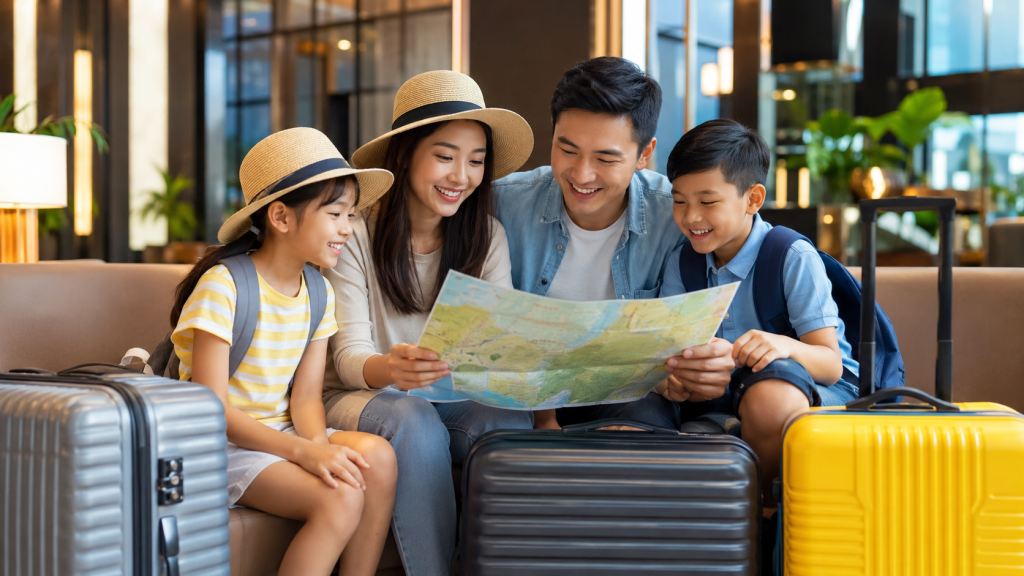 Keluarga Indonesia menyusun itinerary liburan Malaysia
