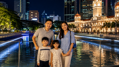Keluarga Indonesia menikmati pemandangan malam di River of Life Kuala Lumpur