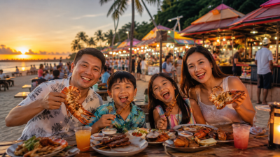 Keluarga Indonesia menikmati Sentosa GrillFest 2026 di Siloso Beach Singapore saat matahari terbenam