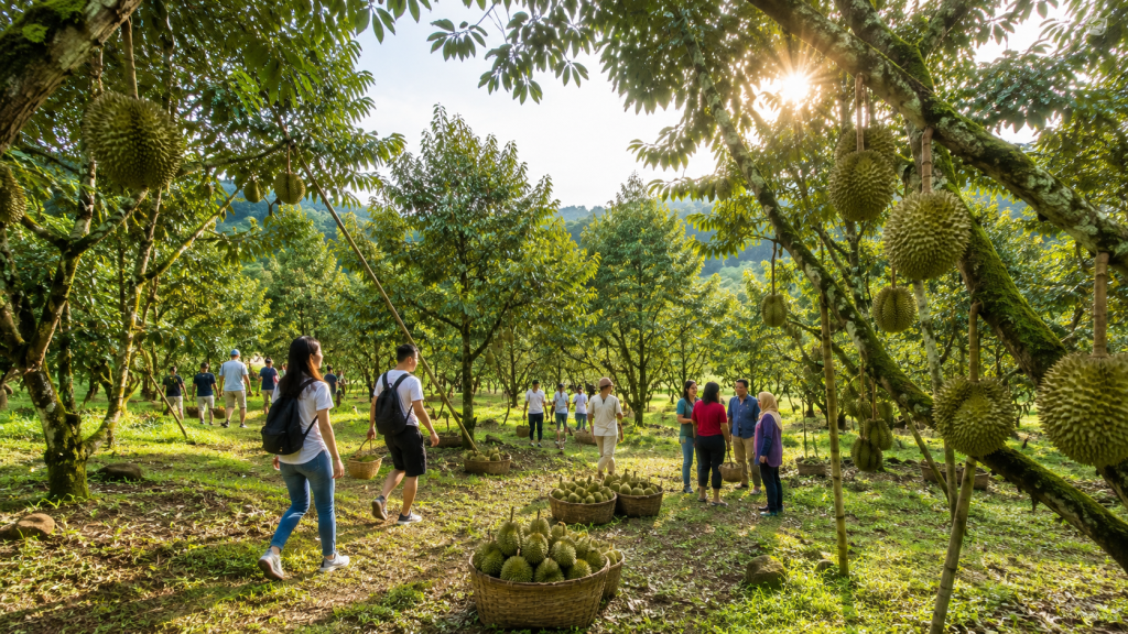 Kebun durian di Malaysia saat musim panen