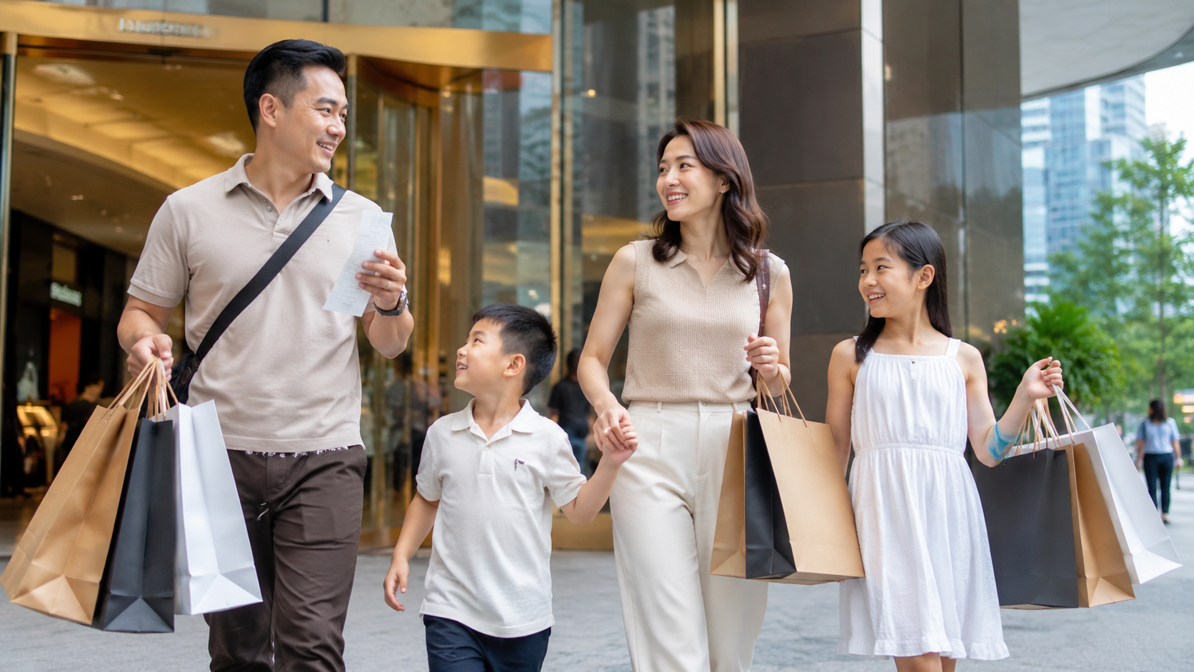 Keluarga Indonesia menikmati tax free shopping di Malaysia setelah berbelanja di Kuala Lumpur
