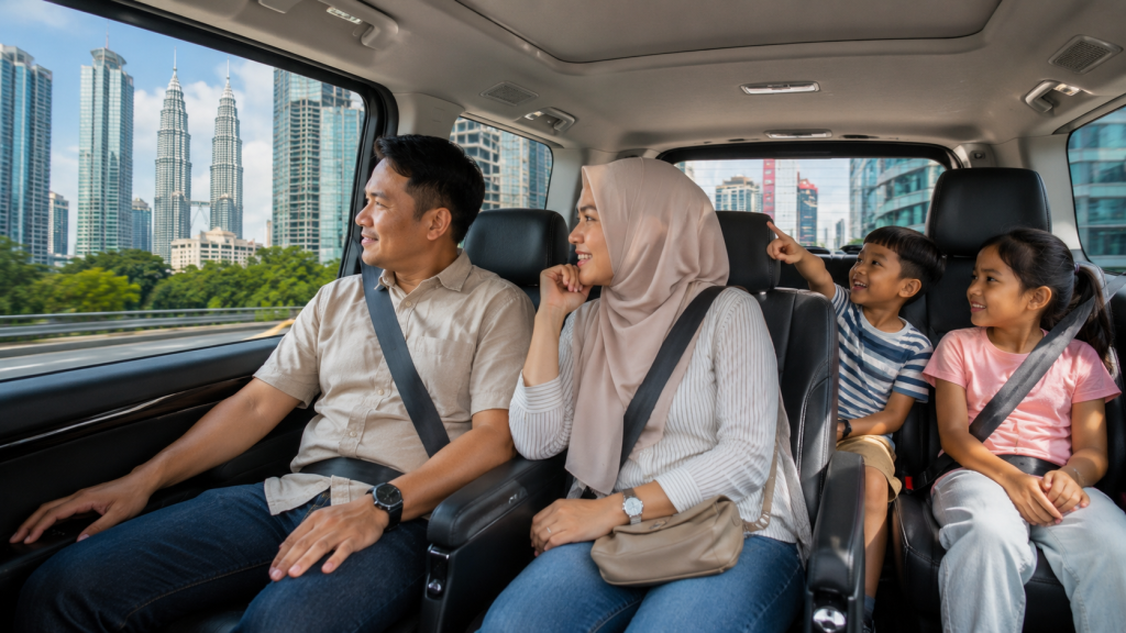 Perjalanan keluarga Indonesia menuju beberapa destinasi wisata di Kuala Lumpur.