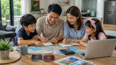 Keluarga Indonesia menyusun itinerary liburan sebelum menjelajahi Singapore.