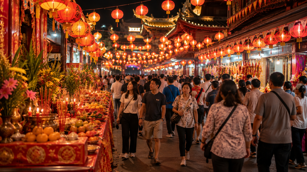 Suasana Chinatown Singapore saat Hungry Ghost Festival.