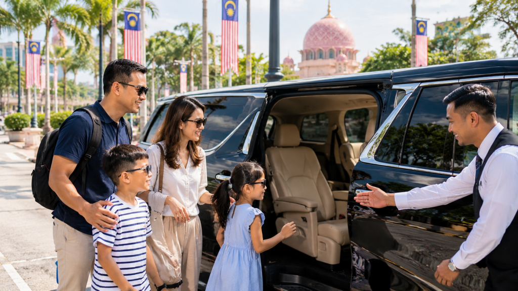 Keluarga Indonesia menggunakan private charter setelah National Day Parade Malaysia