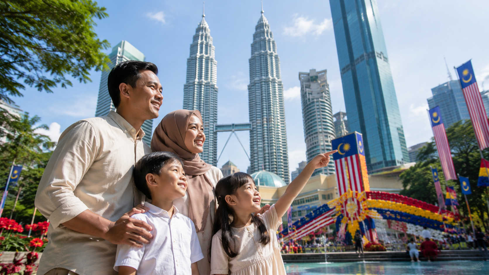 Keluarga Indonesia menikmati festival Malaysia Agustus 2026 di Kuala Lumpur