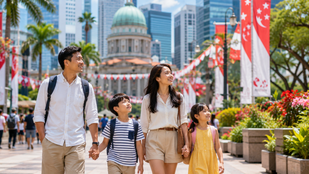 Keluarga Indonesia menikmati suasana liburan Agustus di Singapore dan Malaysia.