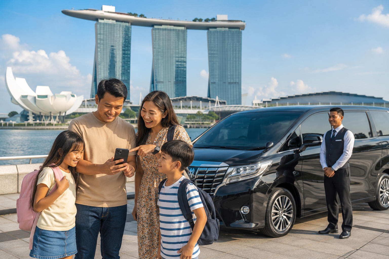Keluarga Indonesia membandingkan harga transportasi weekday dan weekend di Singapore.
