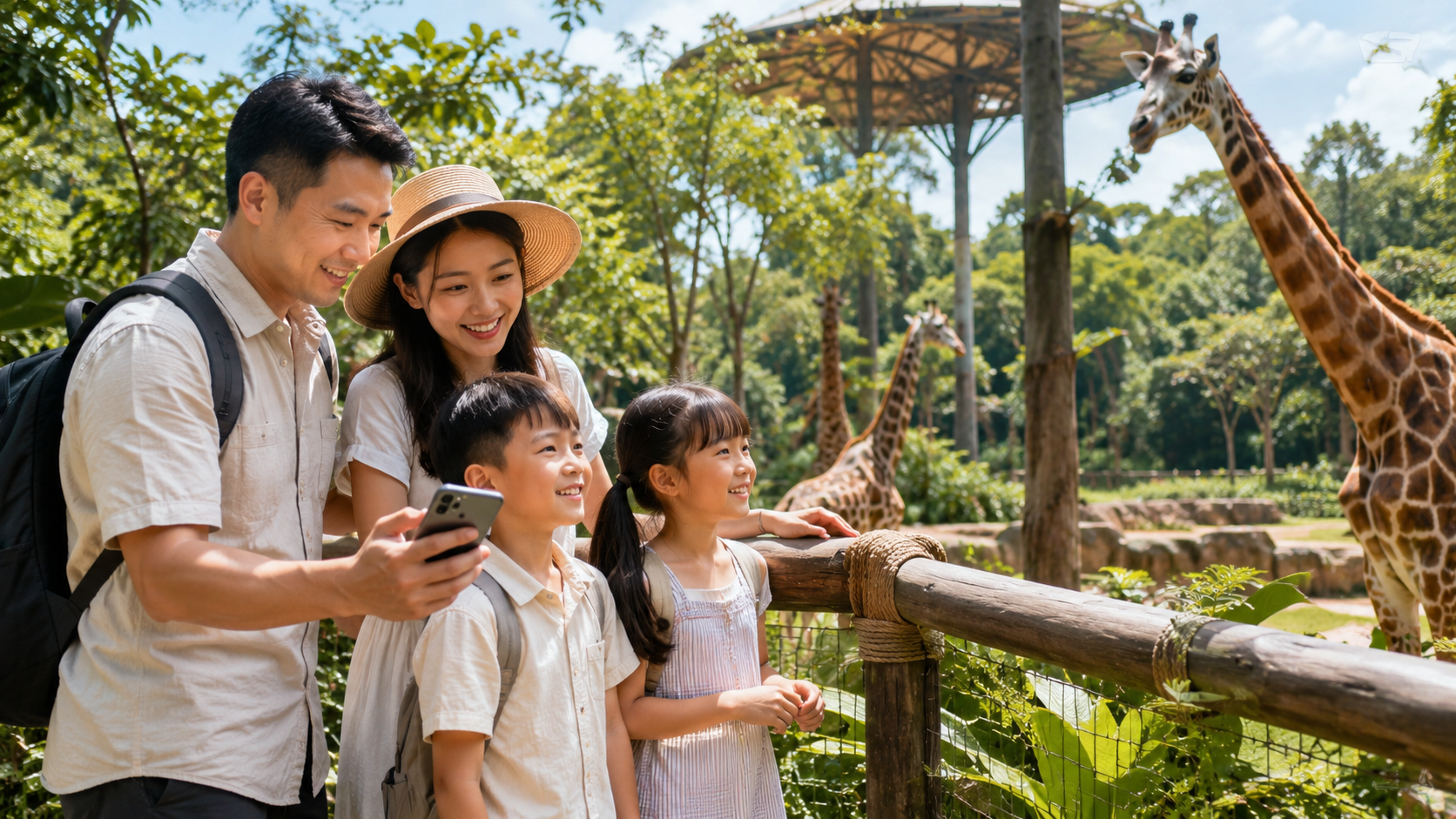 Keluarga Indonesia menikmati liburan bersama anak di Singapore Zoo