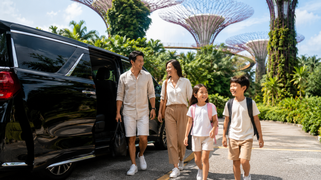 Indonesian family using private charter to visit Gardens by the Bay.