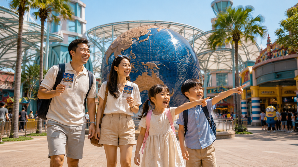 Keluarga Indonesia mengunjungi Universal Studios Singapore