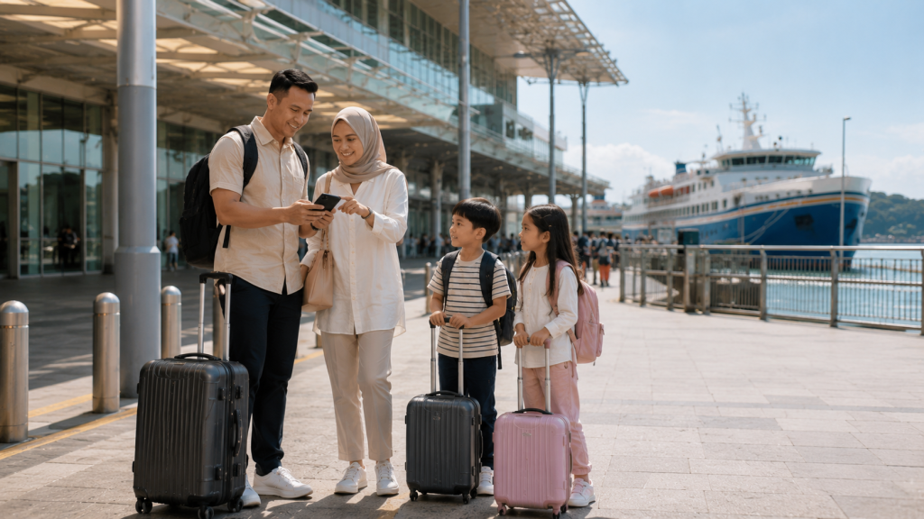 Wisatawan Indonesia mempersiapkan penjemputan di Singapore Cruise Centre