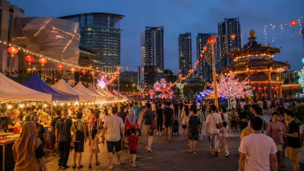 Suasana festival tahunan Johor Bahru yang ramai dikunjungi wisatawan