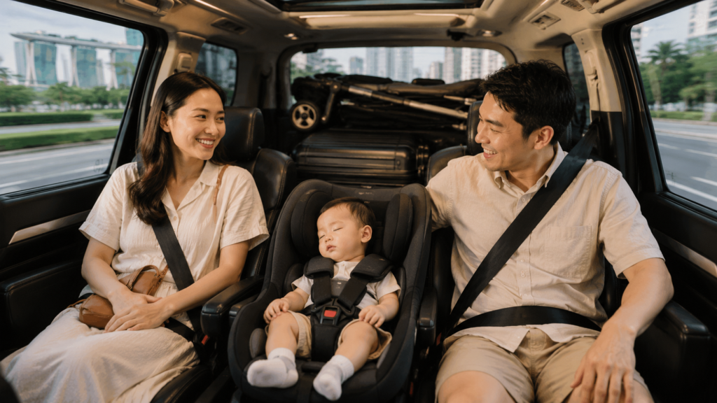 Transportasi nyaman untuk keluarga Indonesia di Singapore bersama bayi