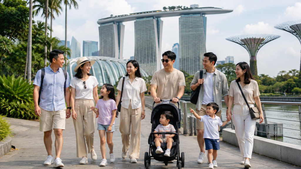 Keluarga Indonesia menikmati liburan bersama di Singapore