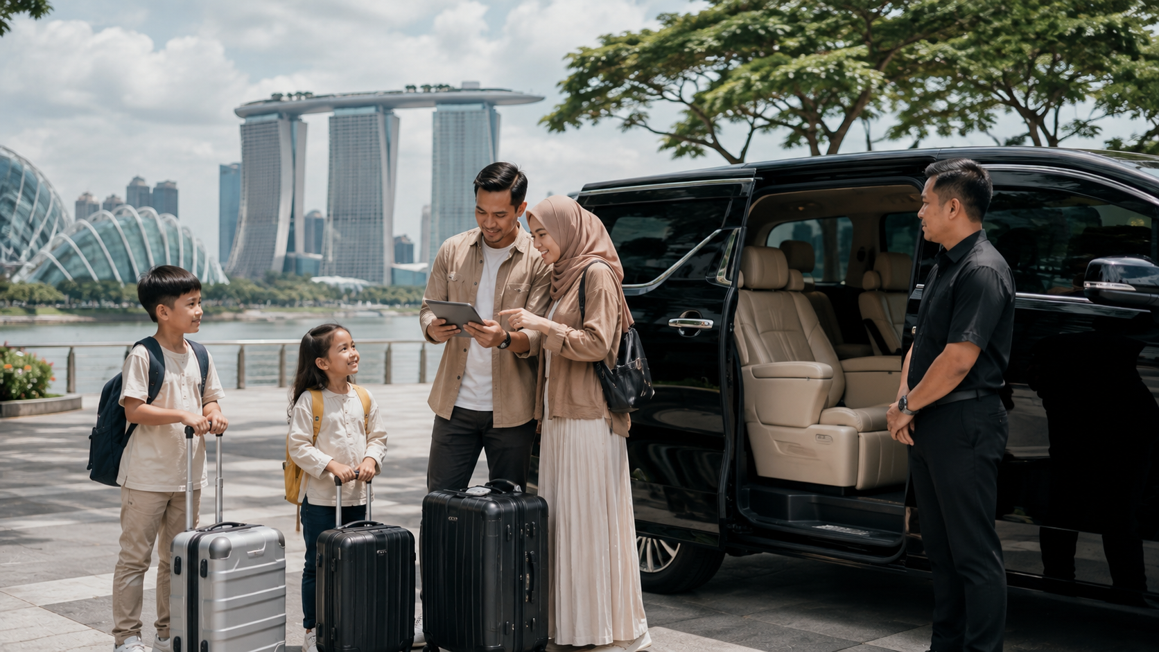 Keluarga Indonesia memilih transportasi untuk itinerary liburan