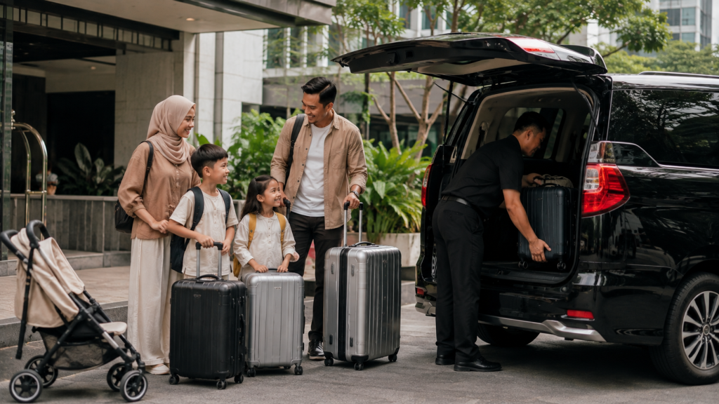 Memilih kendaraan Singapore berdasarkan jumlah penumpang koper dan stroller
