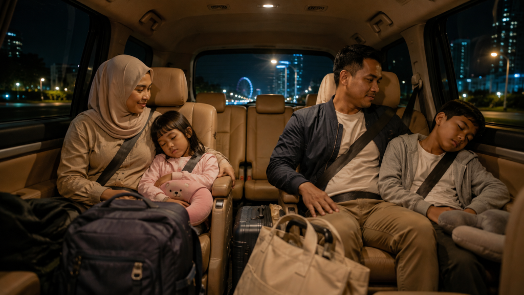 Private airport transfer Singapore malam hari untuk keluarga
