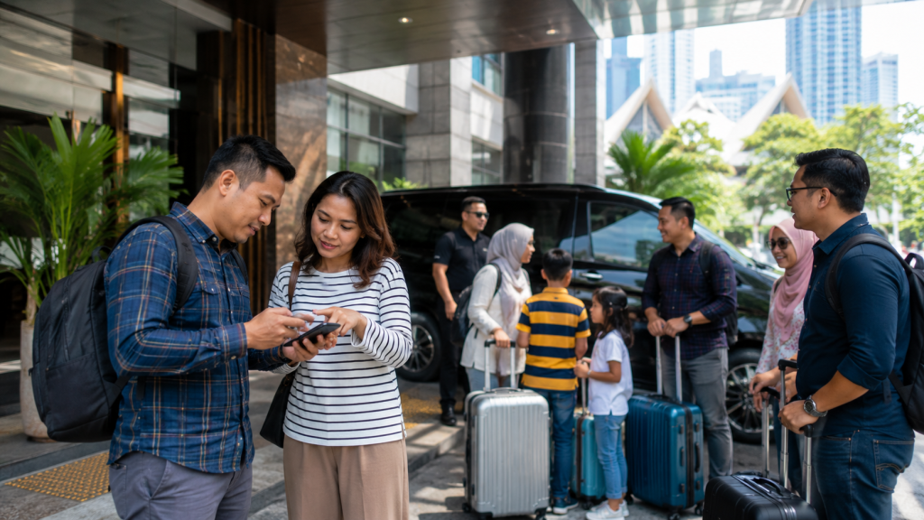 Mengatur transportasi rombongan untuk company trip Kuala Lumpur