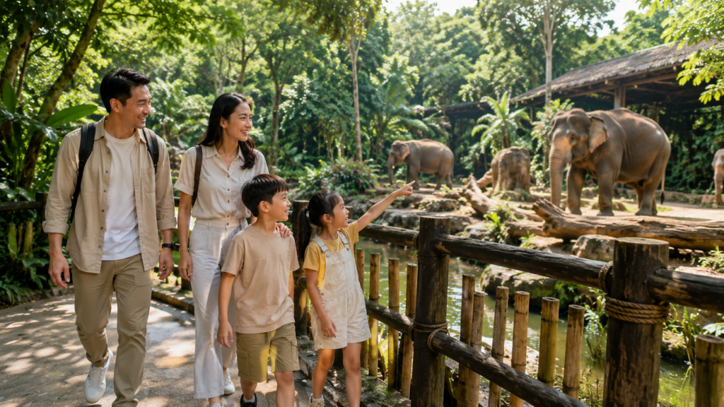 Keluarga Indonesia mengunjungi Mandai Wildlife Reserve Singapore