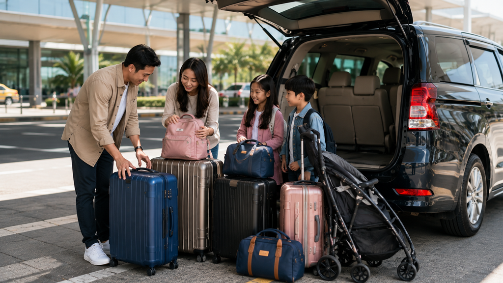 Koper dan stroller untuk liburan keluarga dengan anak