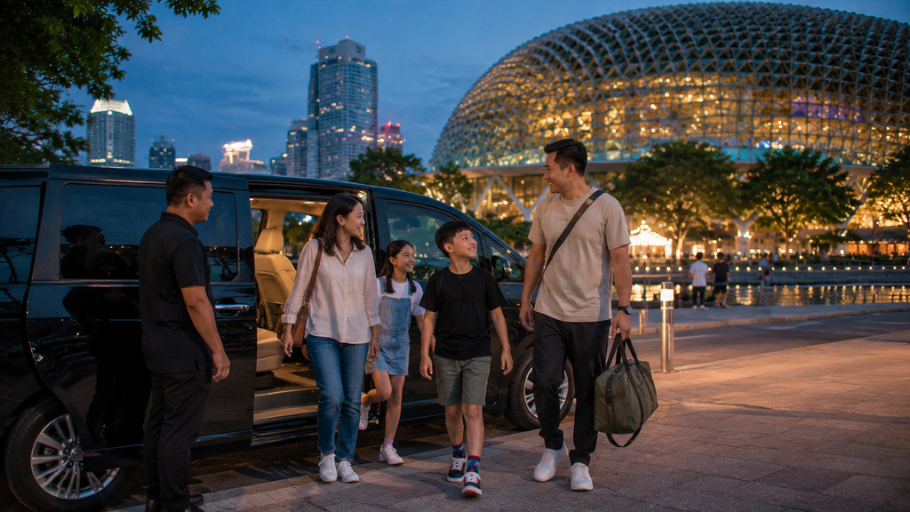 transportasi keluarga menuju Esplanade Singapore