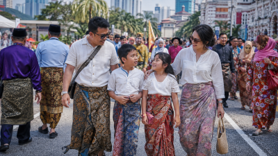 Keluarga Indonesia menikmati festival budaya Keretapi Sarong di Kuala Lumpur