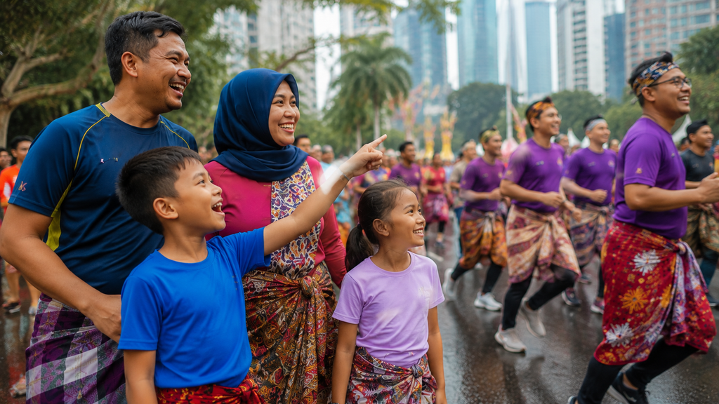 Anak menikmati suasana festival budaya saat liburan keluarga di Kuala Lumpur