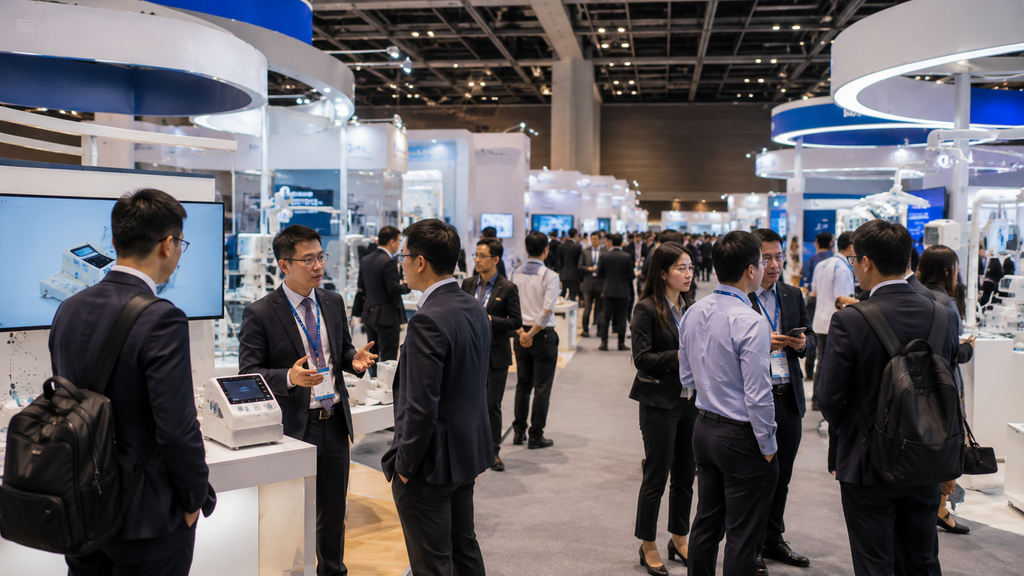 Pengunjung menghadiri pameran medis Medical Fair Asia Singapore