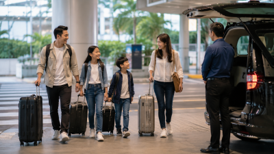 Keluarga Indonesia menggunakan transportasi dari Changi ke Marina Bay Cruise Centre
