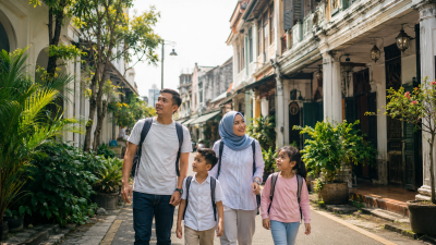 Keluarga Indonesia menjelajahi kawasan heritage Johor Bahru