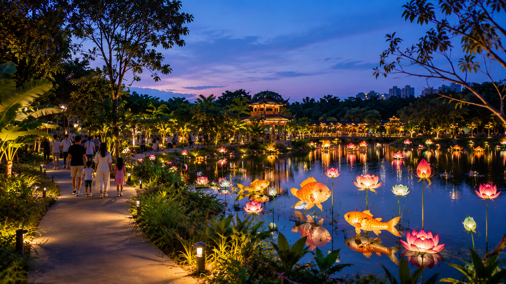 Suasana Lights by the Lake di Jurong Lake Gardens Singapore