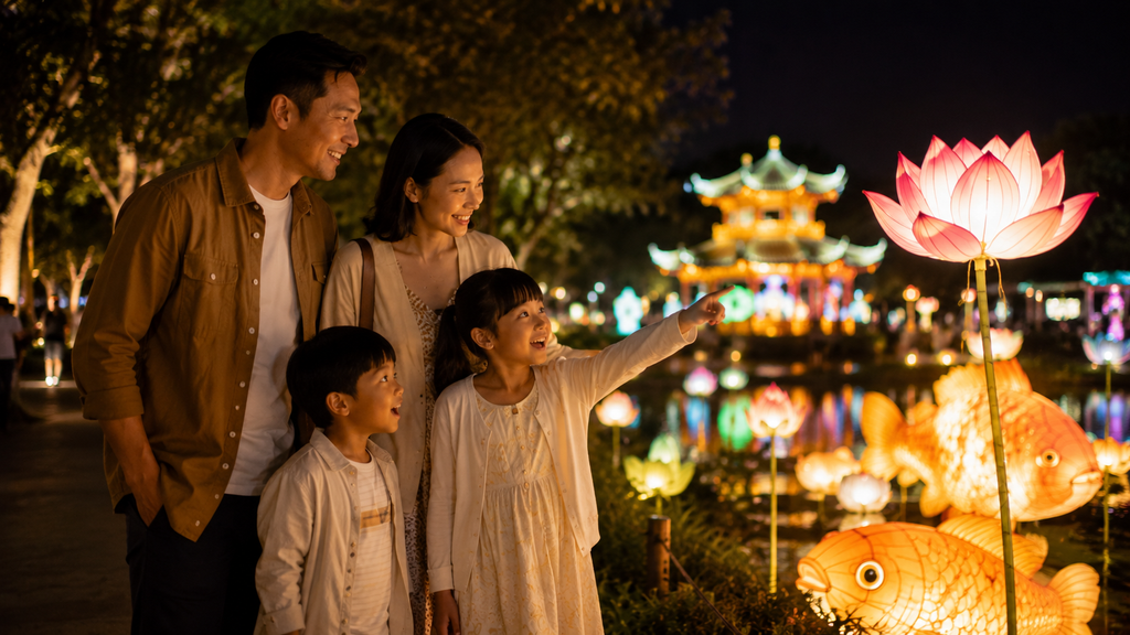 Liburan keluarga dengan anak di Lights by the Lake Singapore